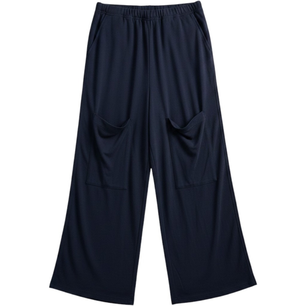 Alembika‎ Navy Blue Wide Leg Jersey Pants Draped Front Pockets Size 1 Womens